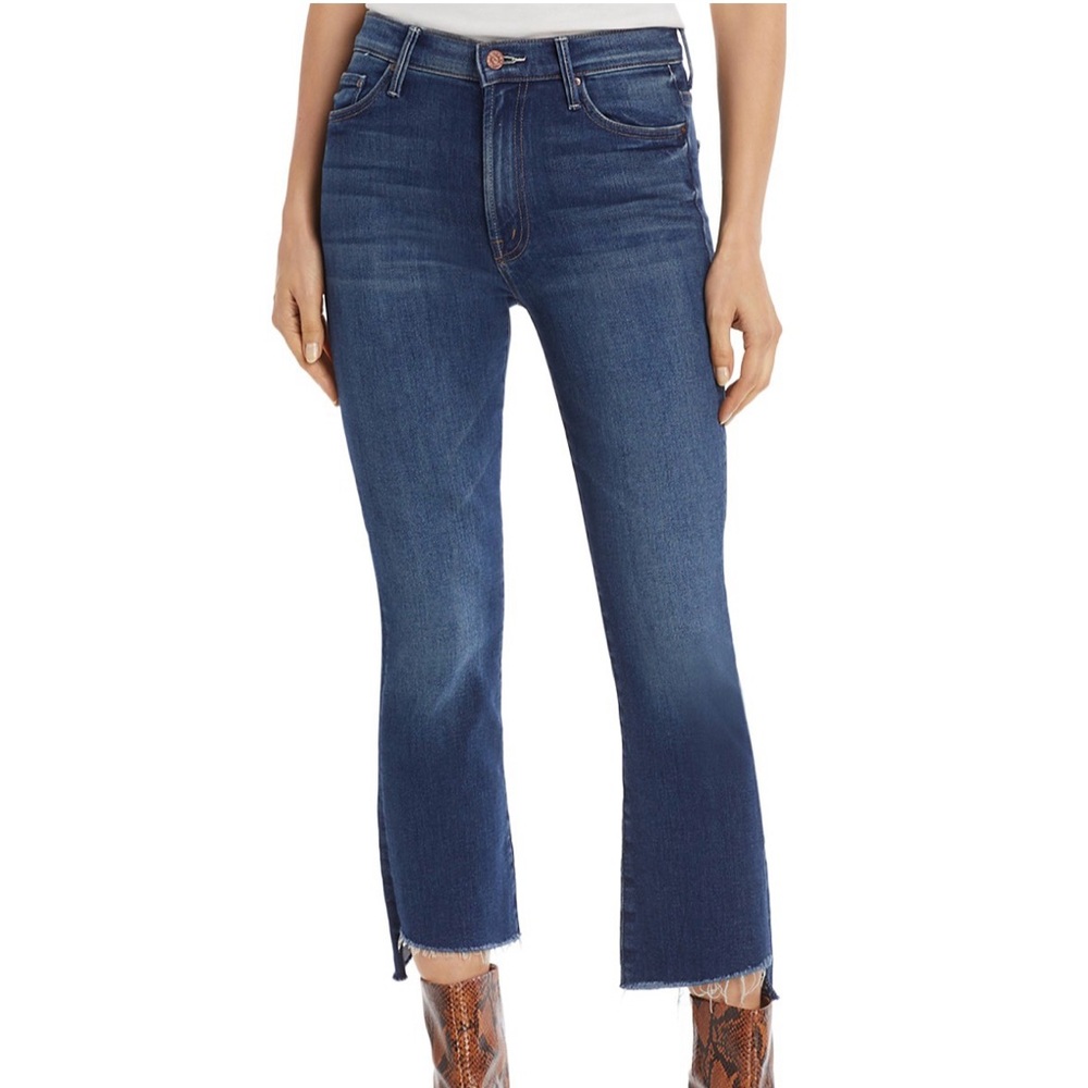 Mother Insider Crop Step Fray Flare Jeans size 34 color Sweet and Sassy
